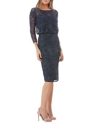 Js Collections Lace Blouson Cocktail Dress