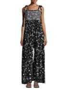 Free People Shirred Tie-strap Wide-leg Jumpsuit