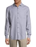 Black Brown Doby Cotton Casual Button-down Shirt