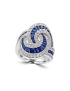 Effy Royale Bleu 0.83 Tcw Diamonds, Sapphire And 14k White Gold Ring