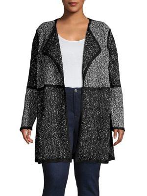Calvin Klein Plus Piped Long Open Front Cardigan