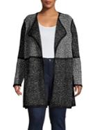 Calvin Klein Plus Piped Long Open Front Cardigan