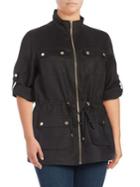 Calvin Klein Plus Linen Roll-sleeve Jacket