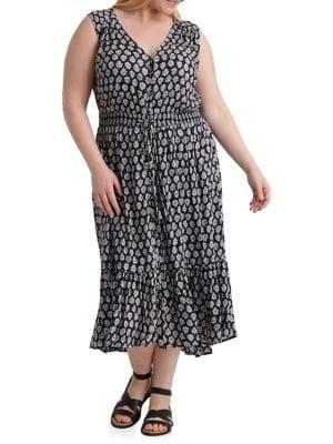 Lucky Brand Plus Printed Sleeveless A-line Dress