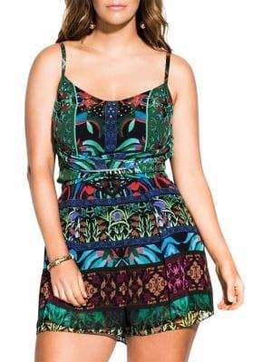 City Chic Plus Bella Vacanza Tangier Playsuit