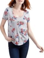 Lucky Brand Rose-print Heathered Tee