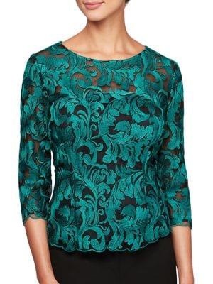 Alex Evenings Plus Baroque Print Illusion Top
