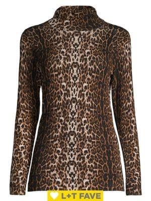 Context Petite Leopard-print Mock-neck Sweater