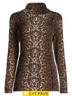 Context Petite Leopard-print Mock-neck Sweater