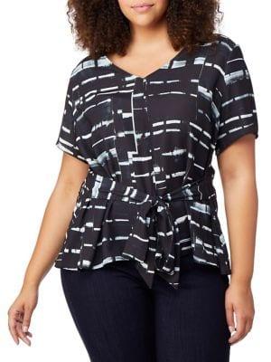 Rebel Wilson X Angels Plus Printed V-neck Sash Top
