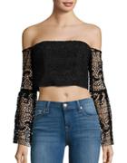 Bardot Off-the-shoulder Lace Cropped Top