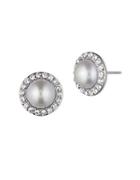 Givenchy Faux Pearl Button Stud Earrings