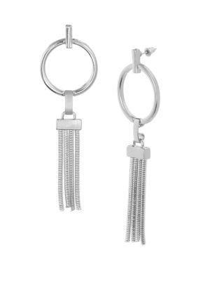Steve Madden Tassel Hoop Drop Earrings