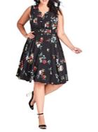 City Chic Plus Printed Fit-&-flare Dress