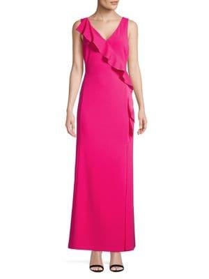 Karl Lagerfeld Paris Ruffled Scuba Crepe Gown