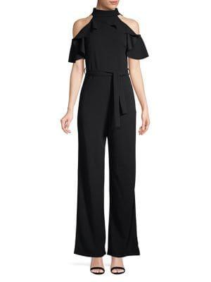 Quiz Ruffle Cold-shoulder Jumpsuit