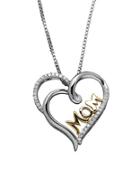 Lord & Taylor Diamond, Sterling Silver And 14k Yellow Gold Mom Pendant Neckalce