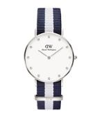 Daniel Wellington Classy Glasgow Rose Goldtone Blue Nylon Strap Watch, 34mm