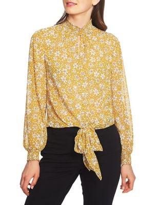 1.state Wild Blooms Smocked Neck Blouse