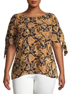 Michael Michael Kors Plus Cold Shoulder Paisley Top