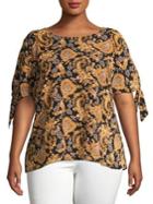 Michael Michael Kors Plus Cold Shoulder Paisley Top