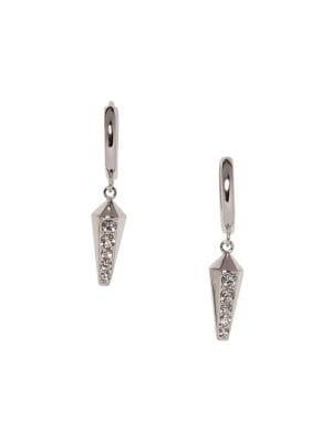 Vince Camuto Silvertone & Crystal Huggie Hoop Drop Earrings
