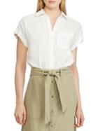 Lauren Ralph Lauren Lace Inset Dolman-sleeve Button-down Shirt