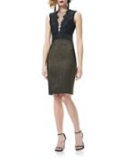 Theia Illusion V-neck Lace Cocktail Dress