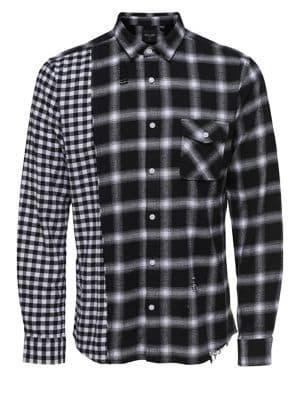 Only And Sons Two-tone Checkered Button-down Shirt
