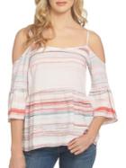 1.state On Pointe Striped Cold Shoulder Top