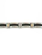 Lord & Taylor Mens Bracelet In Stainless Steel Enamel And 14k Yellow Gold