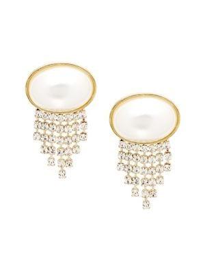 Stein And Blye Goldtone, Faux Pearl & Crystal Drop Earrings