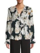 Karl Lagerfeld Paris Floral-print Ruffled Shirt