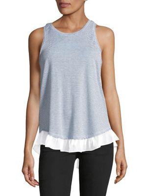 Bcbgeneration Split-back Striped Ruffle Tank