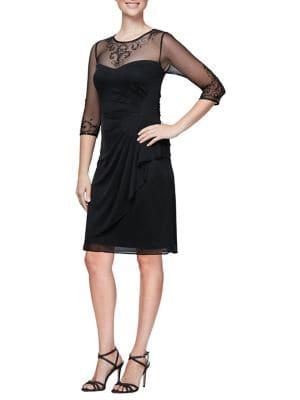 Alex Evenings Petite Beaded Illusion Shift Dress