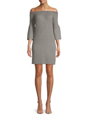 Bb Dakota Ribbed Off-the-shoulder Sheath Dress