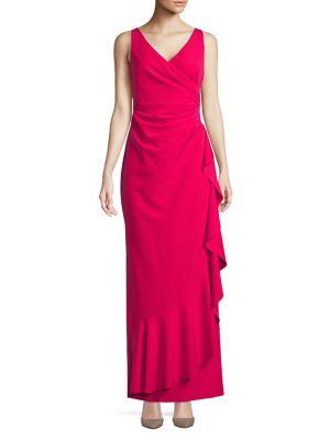 Vince Camuto Sleeveless Side-ruffle Gown