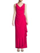 Vince Camuto Sleeveless Side-ruffle Gown