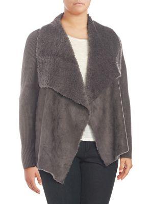 Context Plus Plus Fleece-lined Open Cardigan