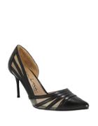 Nina Day Mesh-accented Leather D Orsay Pumps