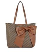 Karl Lagerfeld Paris Bow Embellished Printed Leather Tote