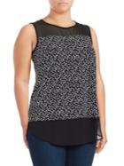 Vince Camuto Plus Dotted Harmony Chiffon Mix Media Top