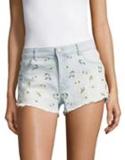 Design Lab Lord & Taylor Floral Embroidered Jean Shorts