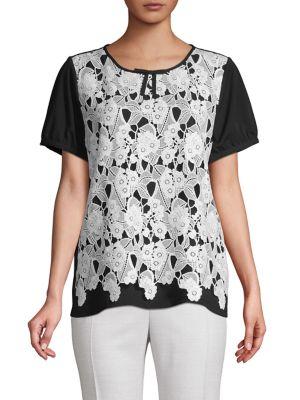 Karl Lagerfeld Lace-trimmed Short-sleeve Top