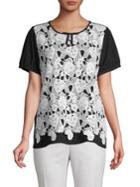 Karl Lagerfeld Lace-trimmed Short-sleeve Top