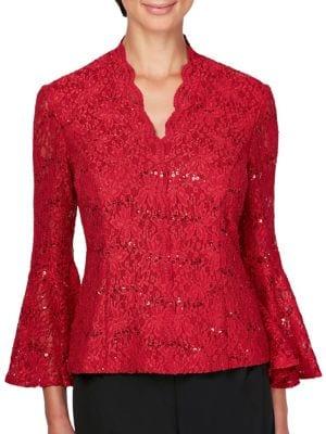 Alex Evenings Scalloped Front Blouse