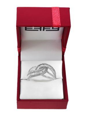 Effy Classique 14k White Gold & Diamonds Interlock Ring