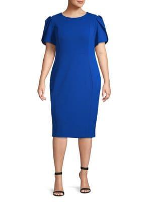 Calvin Klein Plus Pleated Sleeve Sheath Dress