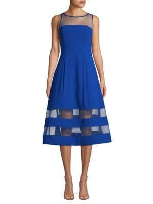 Aidan By Aidan Mattox Mesh Detail Fit-&-flare Dress
