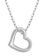 Lord & Taylor Rhodium Plated Sterling Silver Open Heart Pendant Necklace